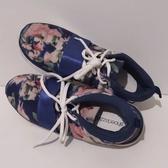 ShoeDazzle blue and pink floral shoe sneaker size 6.5 women flowers - Picture 8 of 11